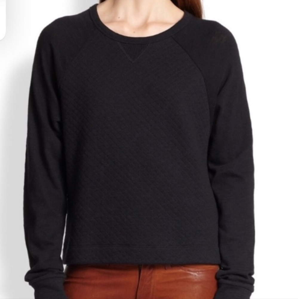 Rag and bone jean quilted sweatshirt black sweater